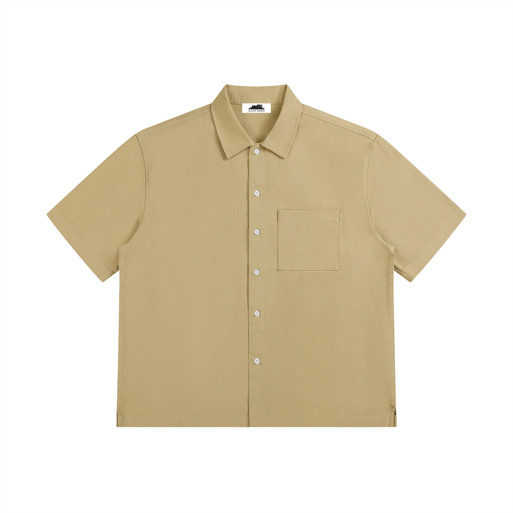 SLOW DAWG Unisex Boxy Patch Pocket Short Sleeve Shirt