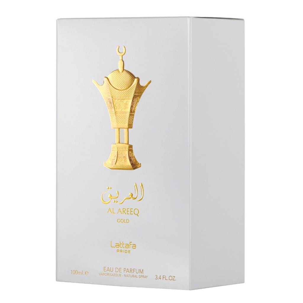 Lattafa Pride Al Areeq Gold gold-cap bottle detail