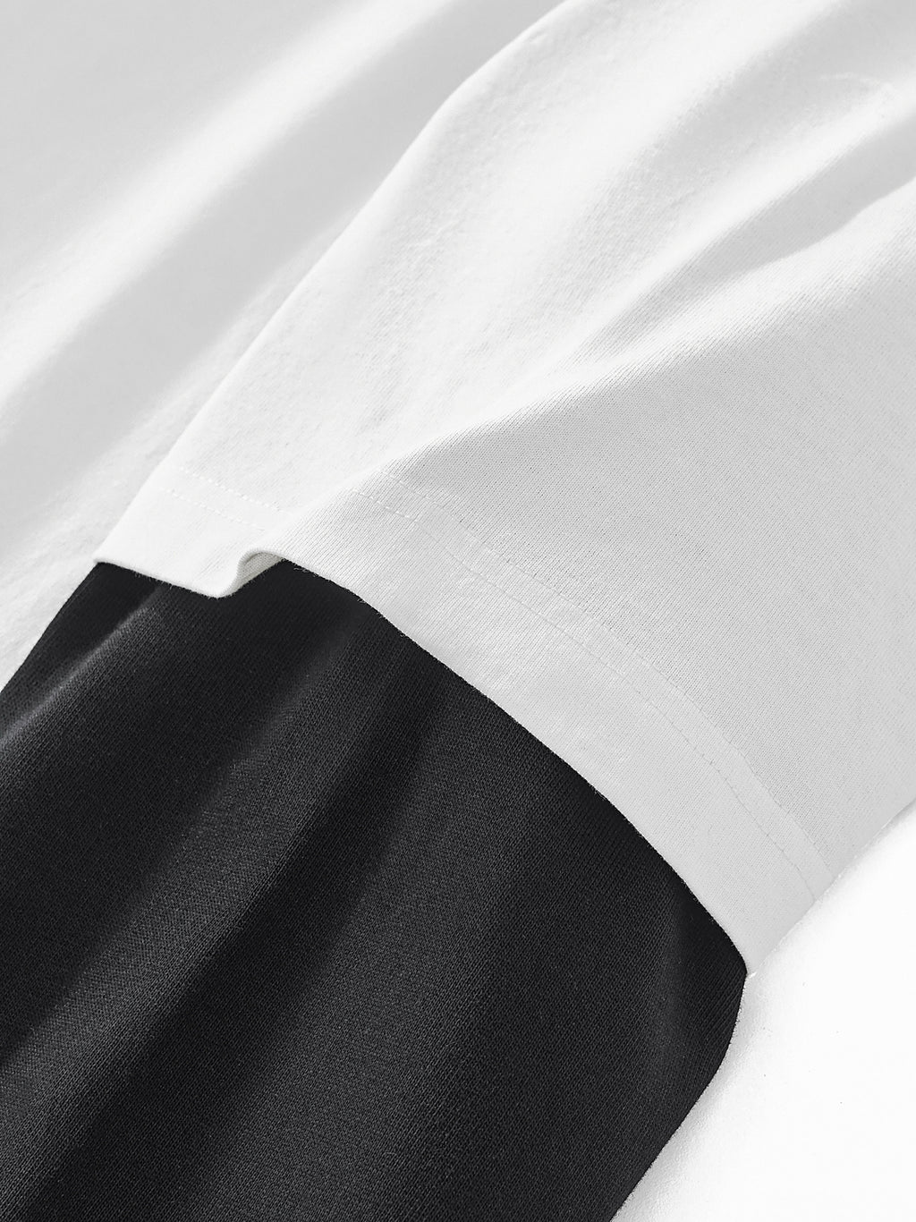 SLOW DAWG Layered Contrast Sleeve Cotton T-Shirt
