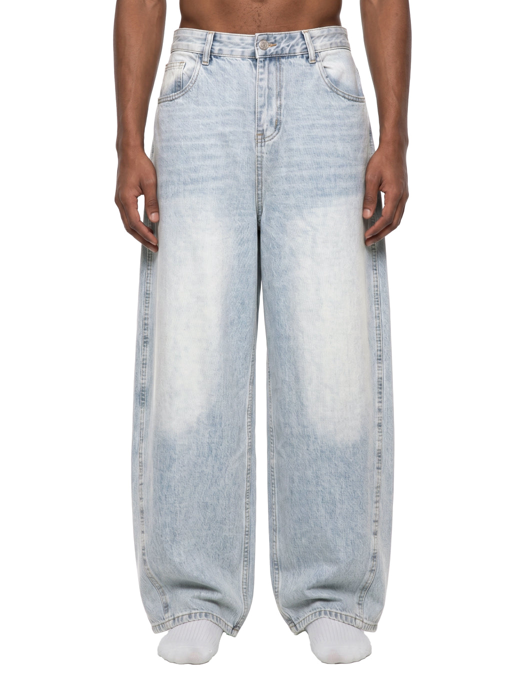 SLOW DAWG Men's Vintage Wash Sunfade Barrel Leg Jeans