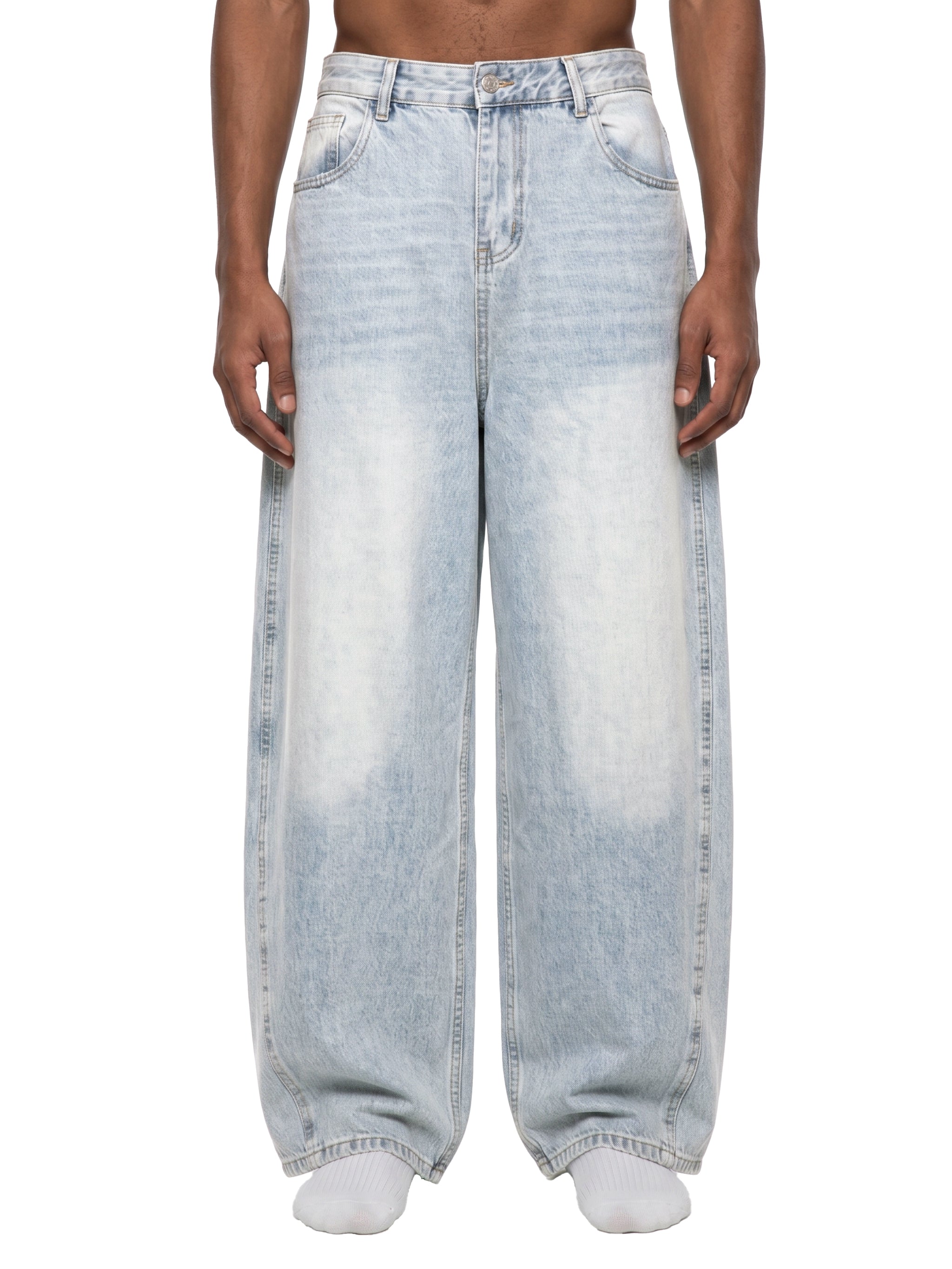 SLOW DAWG Men's Vintage Wash Sunfade Barrel Leg Jeans