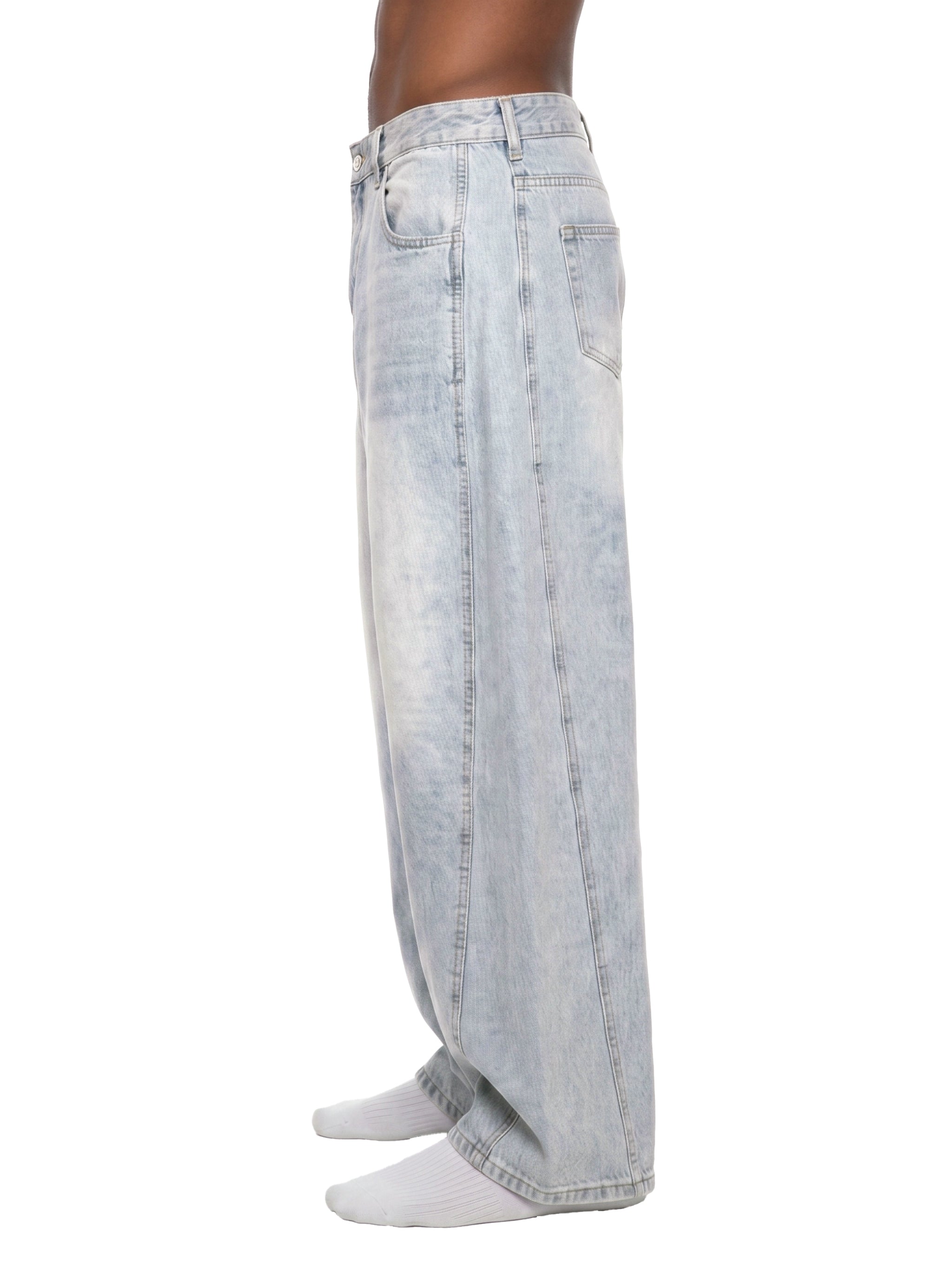 SLOW DAWG Men's Vintage Wash Sunfade Barrel Leg Jeans
