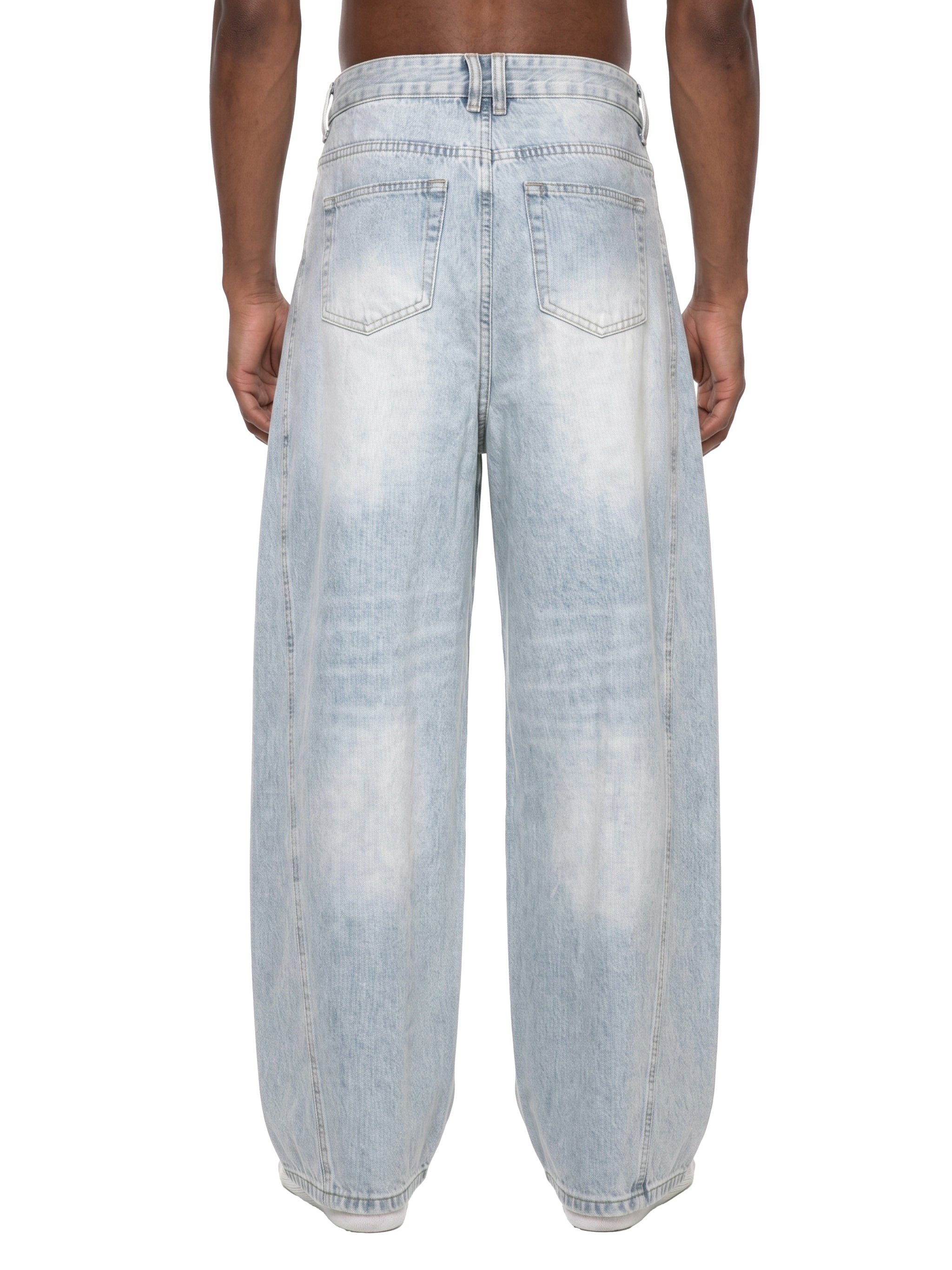 SLOW DAWG Men's Vintage Wash Sunfade Barrel Leg Jeans