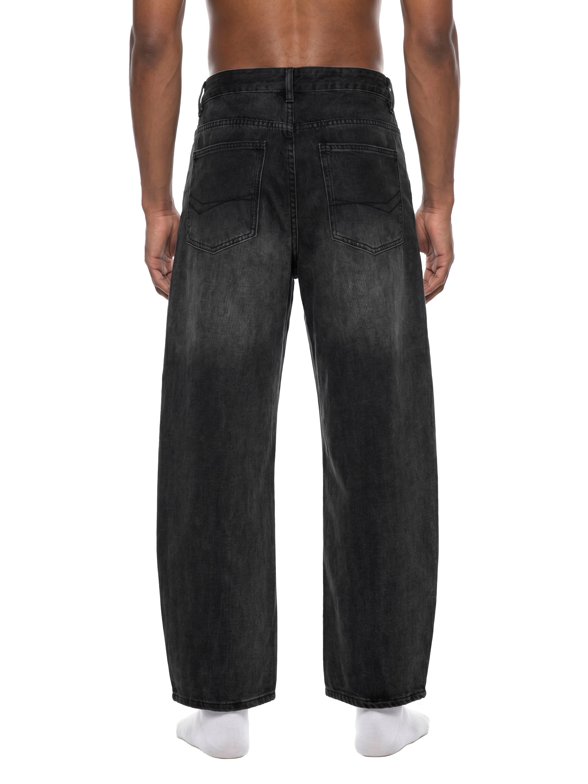 SLOW DAWG Men's Sunfade Vintage Wash Barrel Leg Jeans