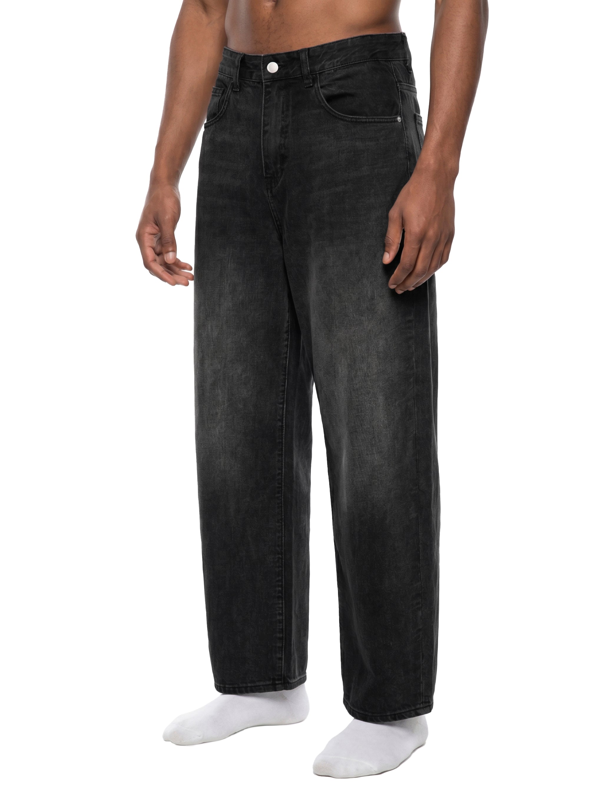 SLOW DAWG Men's Sunfade Vintage Wash Barrel Leg Jeans