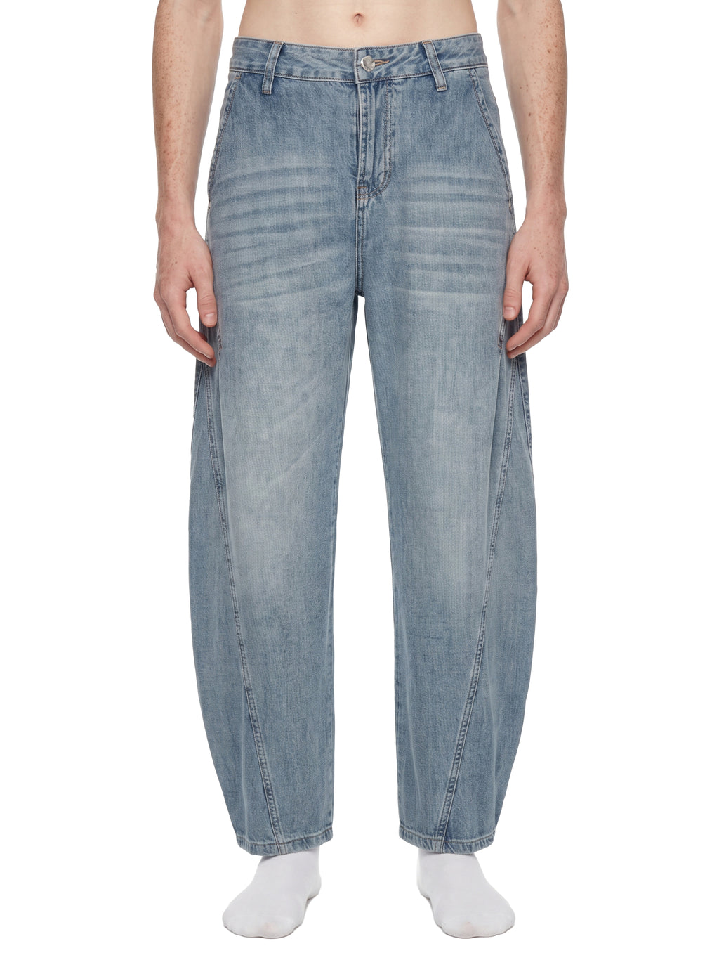 SLOW DAWG Men's Vintage Wash Barrel Leg Jeans