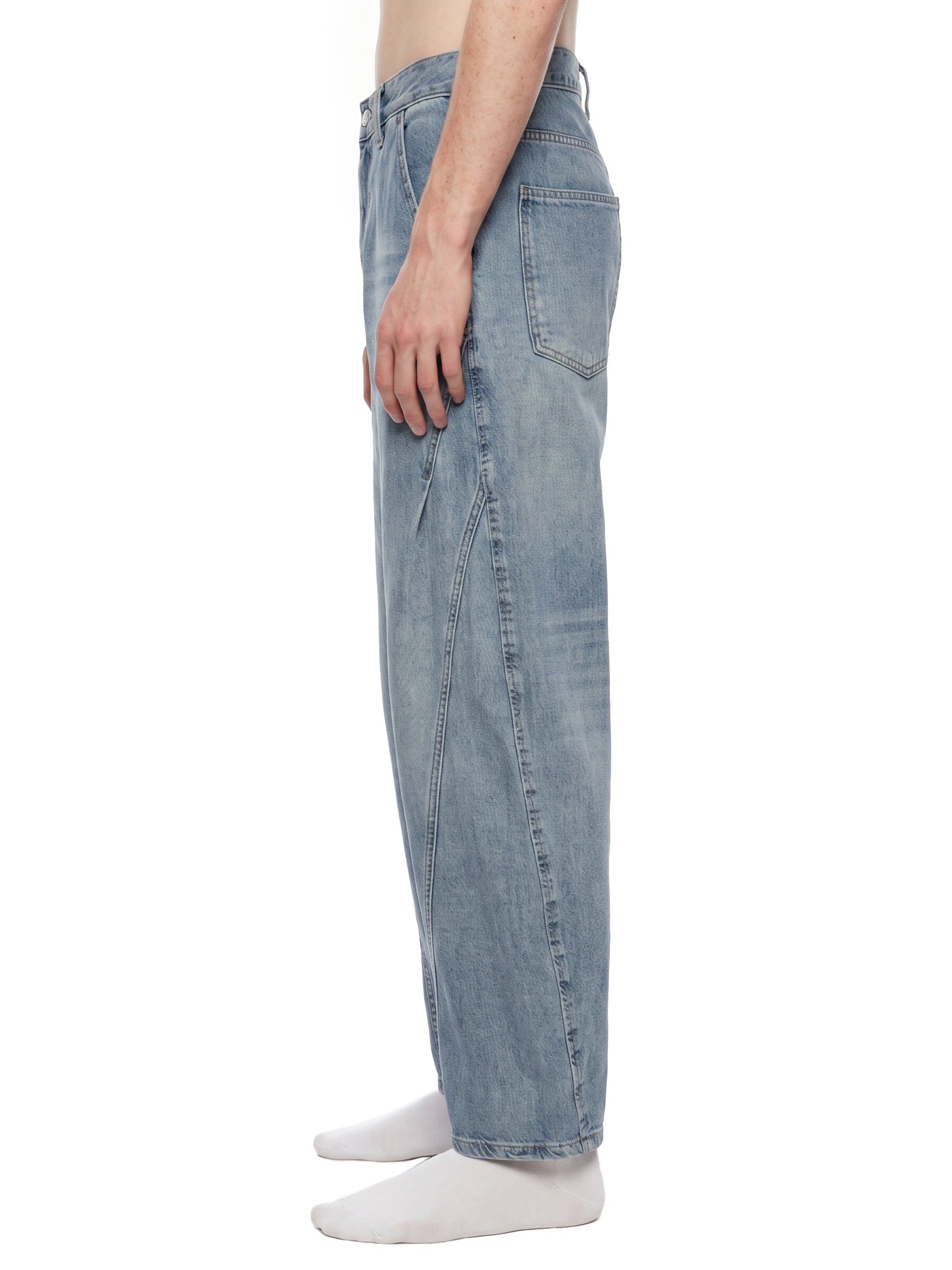 SLOW DAWG Men's Vintage Wash Barrel Leg Jeans