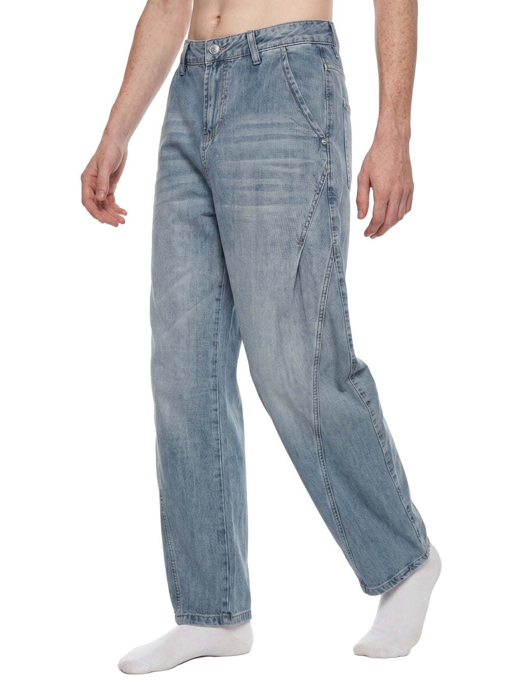 SLOW DAWG Men's Vintage Wash Barrel Leg Jeans