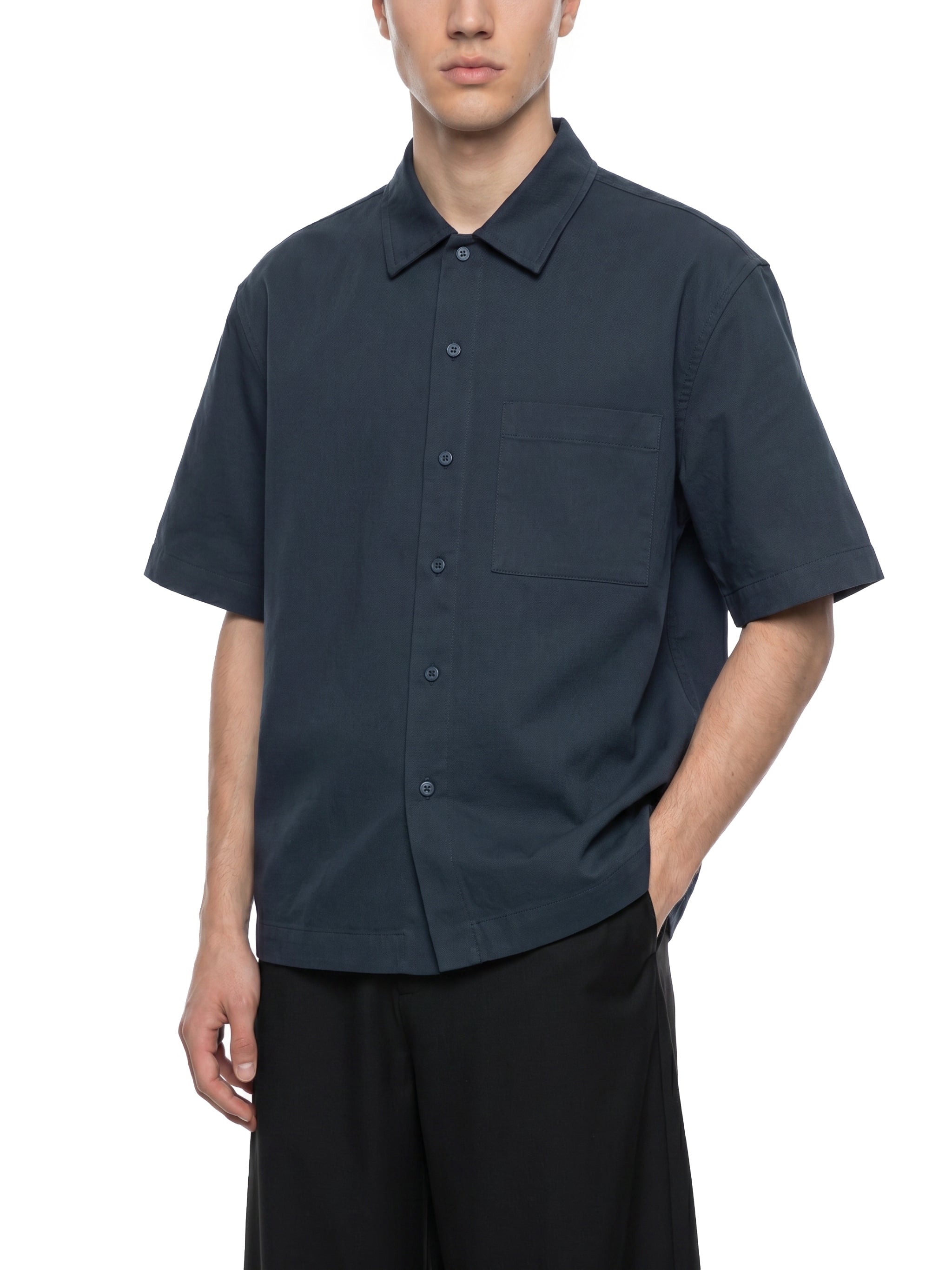 SLOW DAWG Unisex Boxy Patch Pocket Short Sleeve Shirt