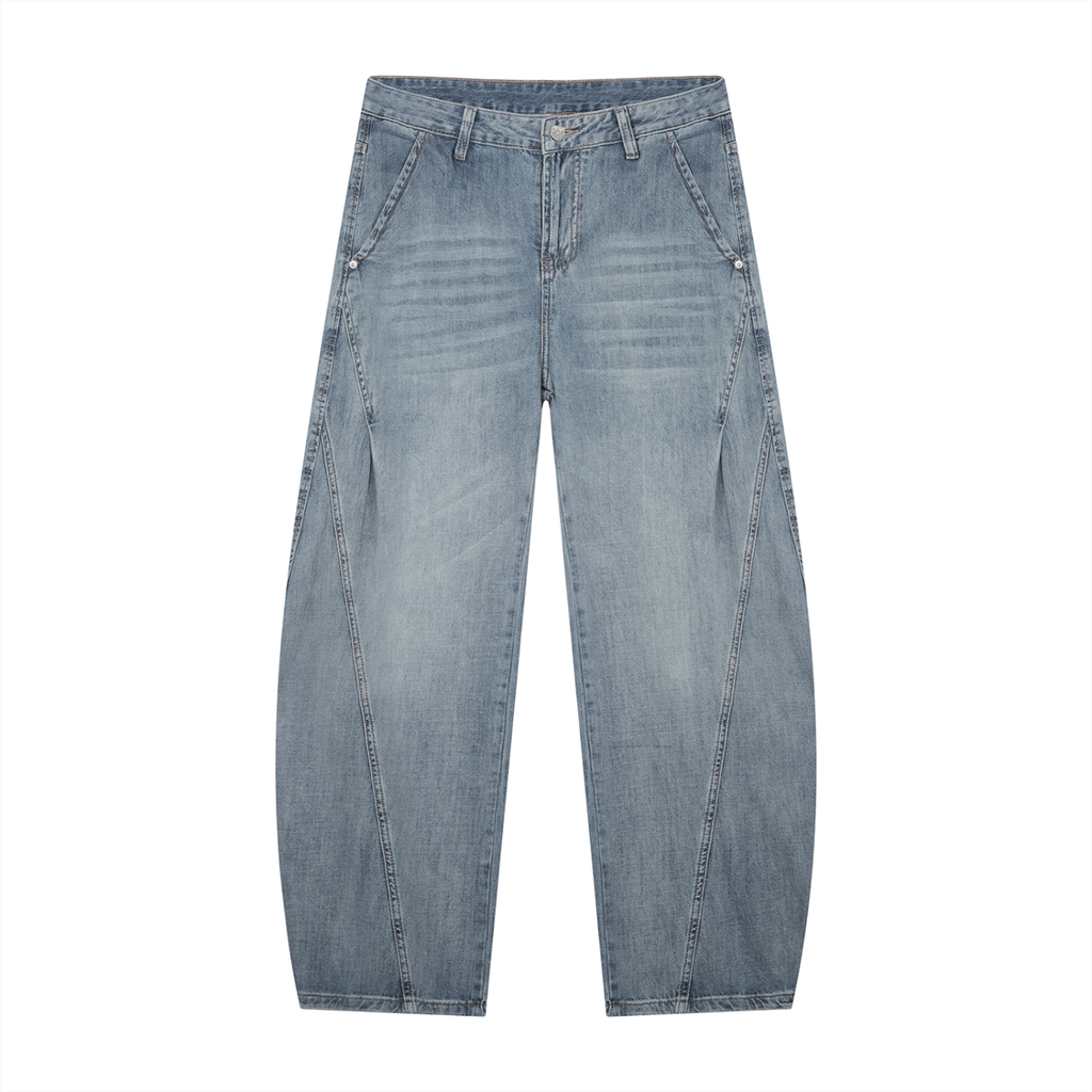 SLOW DAWG Men's Vintage Wash Barrel Leg Jeans