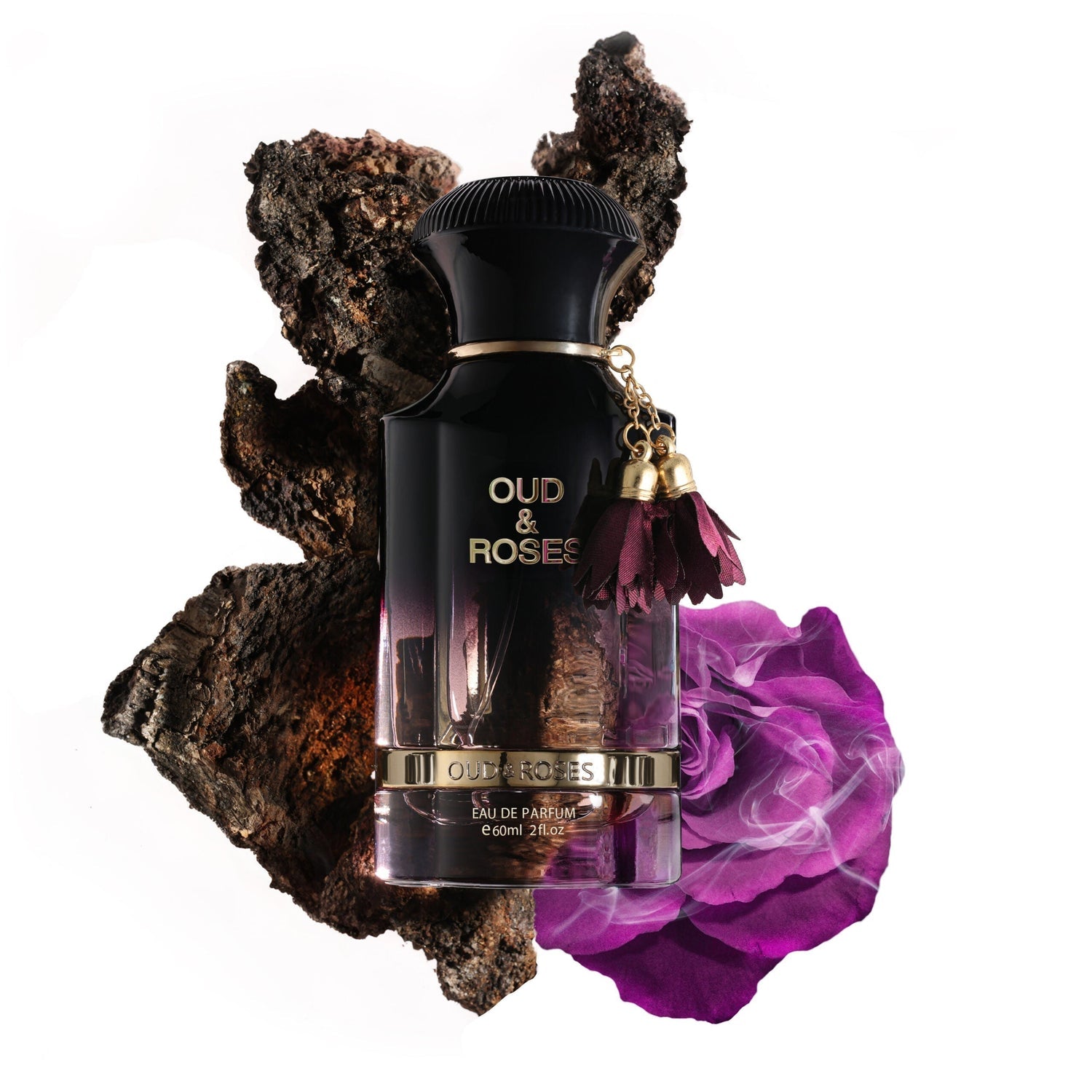 Ahmed Al Maghribi Oud & Roses lavender-to-black flask